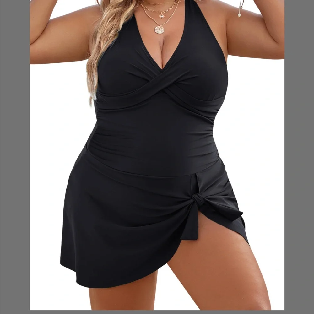 Blooming Jelly Women Plus Size Swim Dress Swimsuit One Piece Tummy Control - Picture 1 of 2